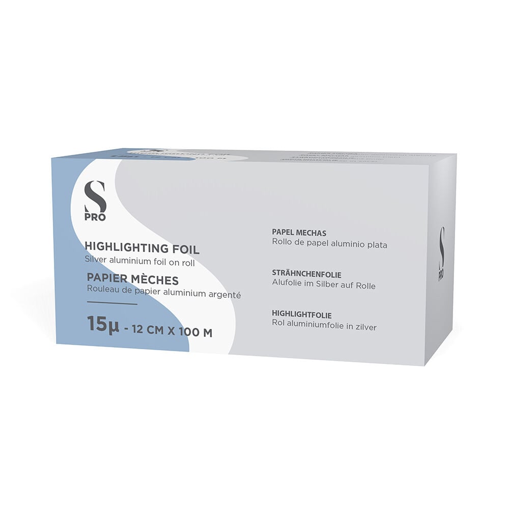 S-PRO Strähnchenfolie aus silbernem Aluminium 12cm 15u S-PRO Strähnchenfolie aus silbernem Aluminium 12cm 15u