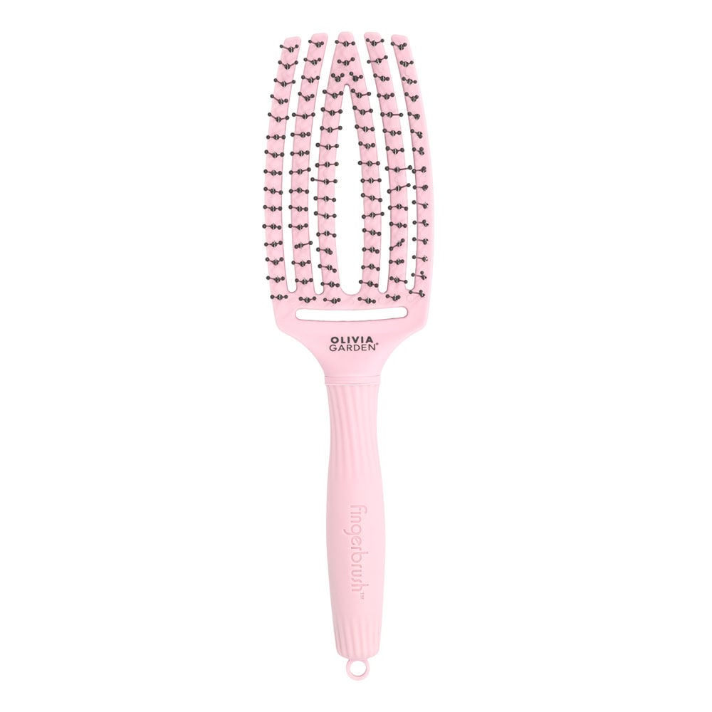 Olivia Garden Fingerbrush Care Iconic Haarb&uuml;rste mit Doppelborsten &ndash; Pastellrosa