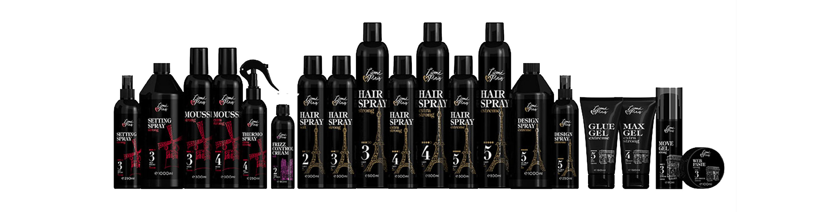 Gruppenbild der Lômé Paris Stylingprodukte