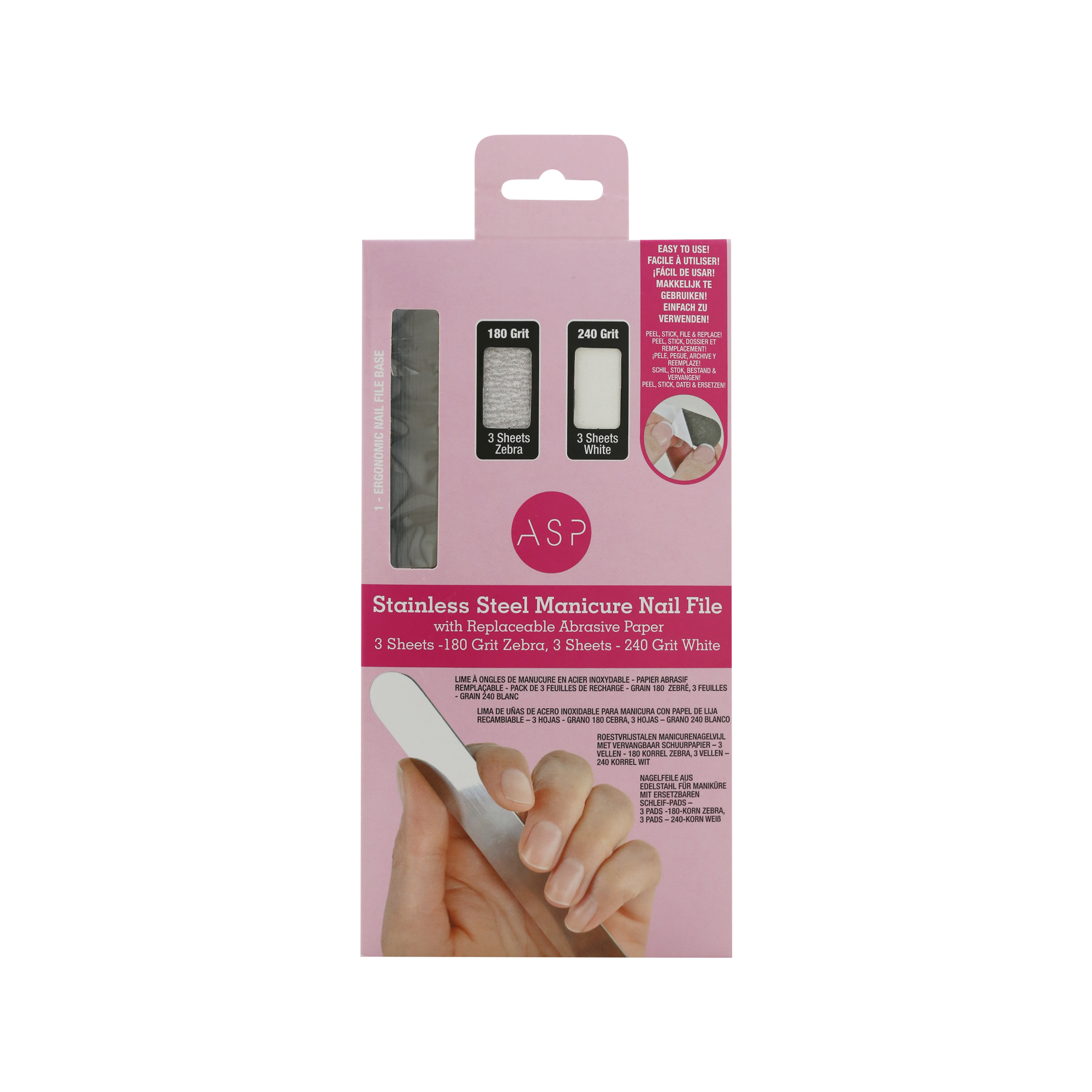 ASP Edelstahl Nagelfeile mit Ersatzpads